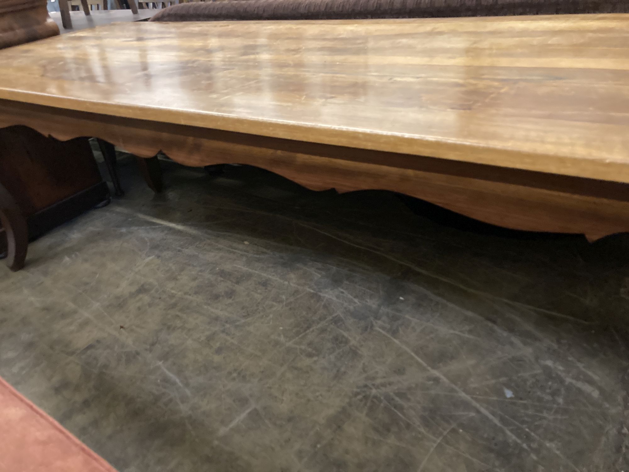 A 19th century French rectangular walnut farmhouse table, length 230cm, depth 85cm, height 76cm